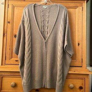 14th & Union zip front, dolman short sleeve v-neck tunic sweater/vest, Large